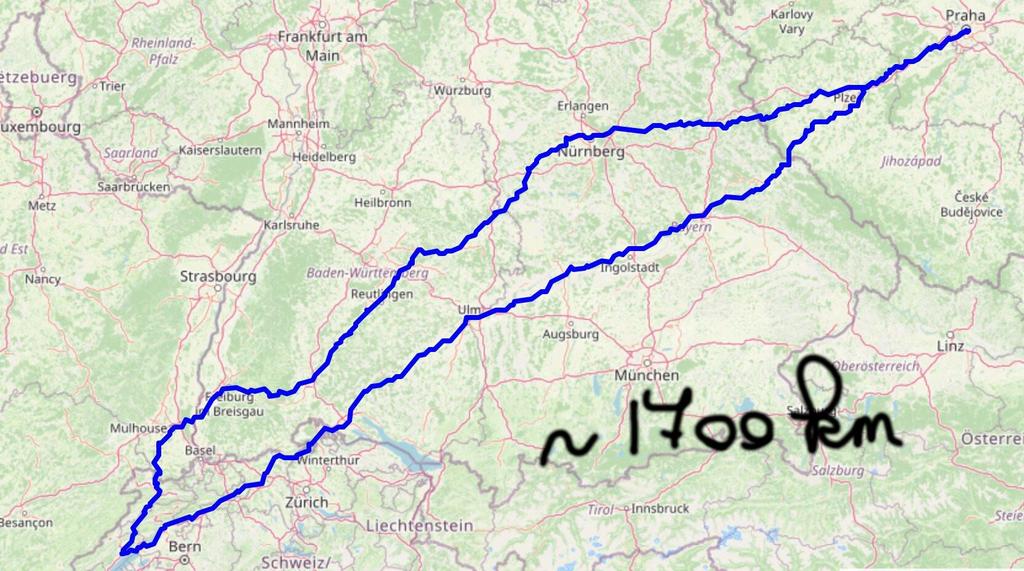 Carte trajet Prague 2025
